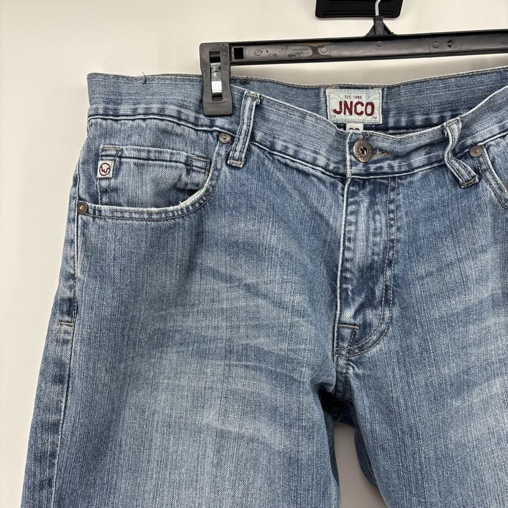 JNCO Jeans Mens 38x33 Denim Jeans Blue Slim Straight 101 Light‎ Wash 100% Cotton